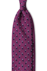 3-Fold Golf Player Patterned Printed Silk Tie - Purple - Brunati Como®