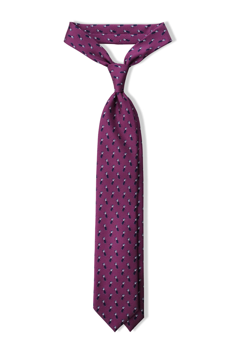 3-Fold Golf Player Patterned Printed Silk Tie - Purple - Brunati Como®