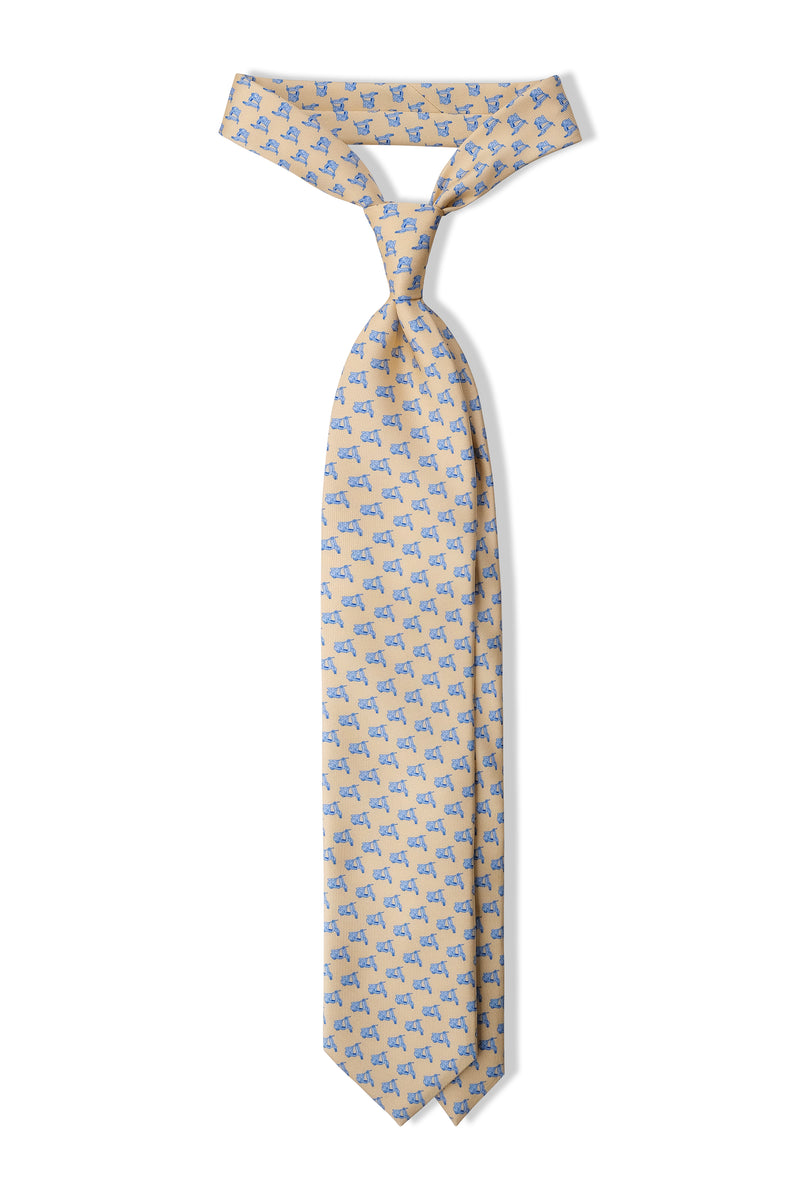 3-Fold Italian Scooter Patterned Printed Silk Tie - Vanilla - Brunati Como®