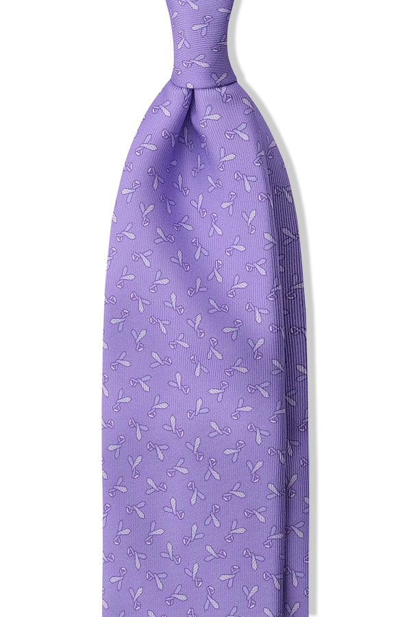 3-Fold Tie Patterned Printed Silk Tie - Lilac - Brunati Como®