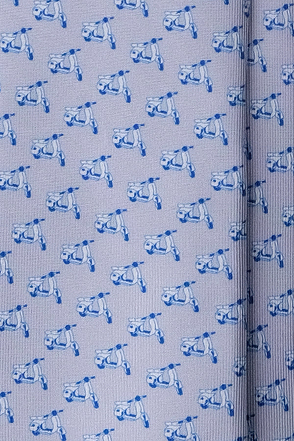 3-Fold Italian Scooter Patterned Printed Silk Tie - Grey - Brunati Como®