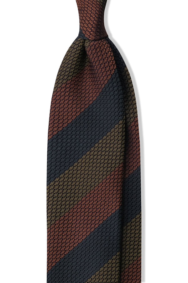 3-Fold Striped Silk Grenadine Garza Grossa - Mustard/Forest/Green