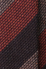 3-Fold Striped Silk Grenadine Garza Grossa - Melange Orange/Beige/Brown - Brunati Como®