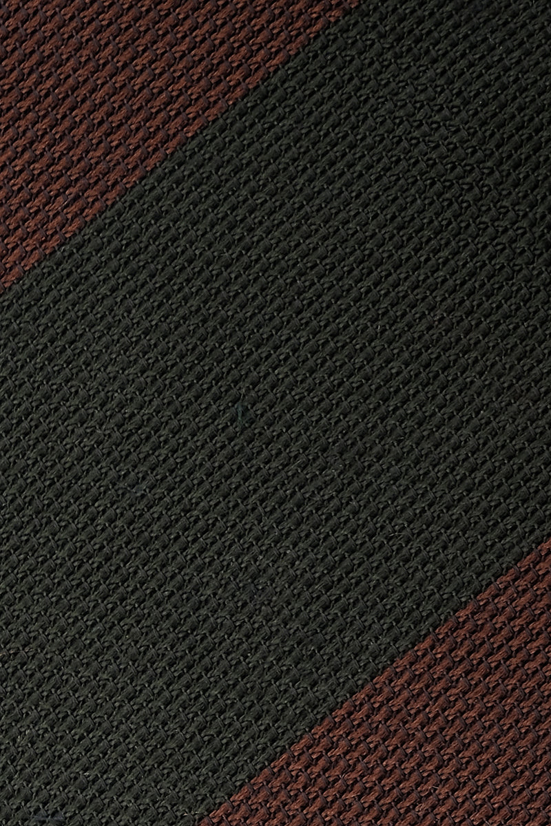 Silk Grenadine Jacquard / Blockstripe Forest/Brown - Brunati Como®