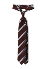 3-Fold Striped Repp Silk Tie - Brown / Navy / Cream - Brunati Como®