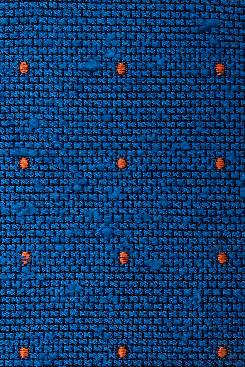 Silk Grenadine Shantung / Blue - Orange Polka Dots - Brunati Como®