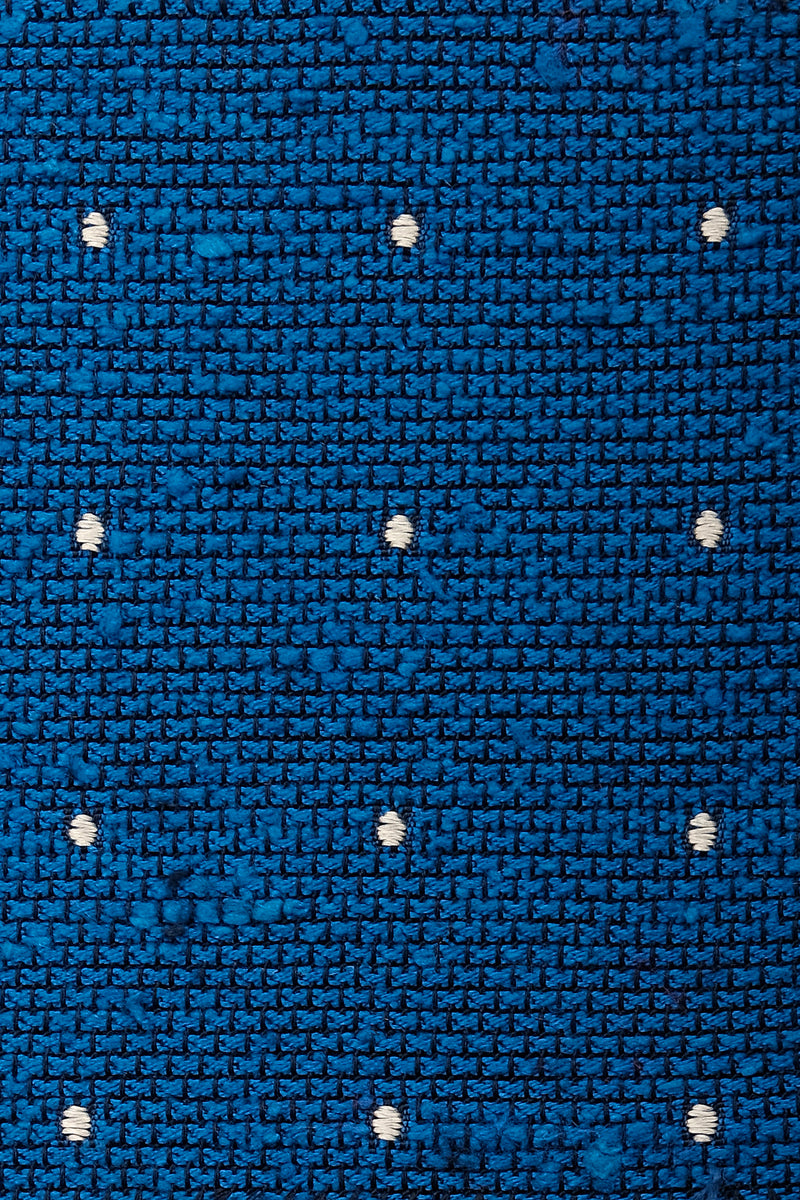 Silk Grenadine Shantung / Blue - White Polka Dots - Brunati Como®