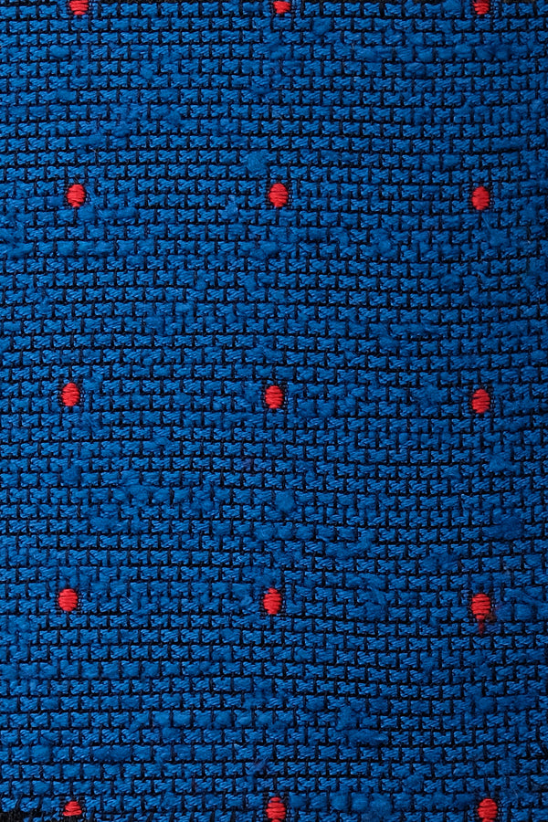 Silk Grenadine Shantung / Blue - Red Polka Dots - Brunati Como®