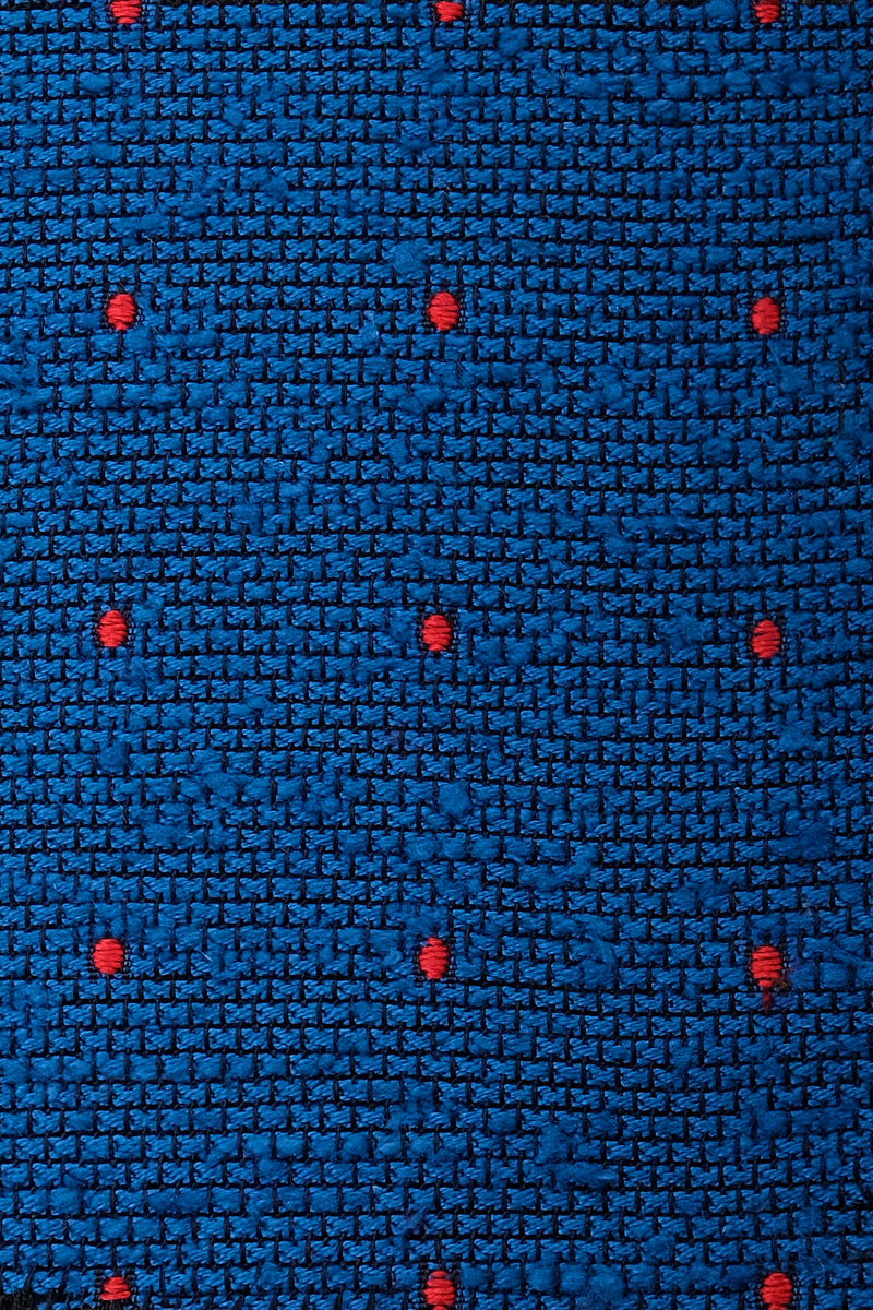 Silk Grenadine Shantung / Blue - Red Polka Dots - Brunati Como®