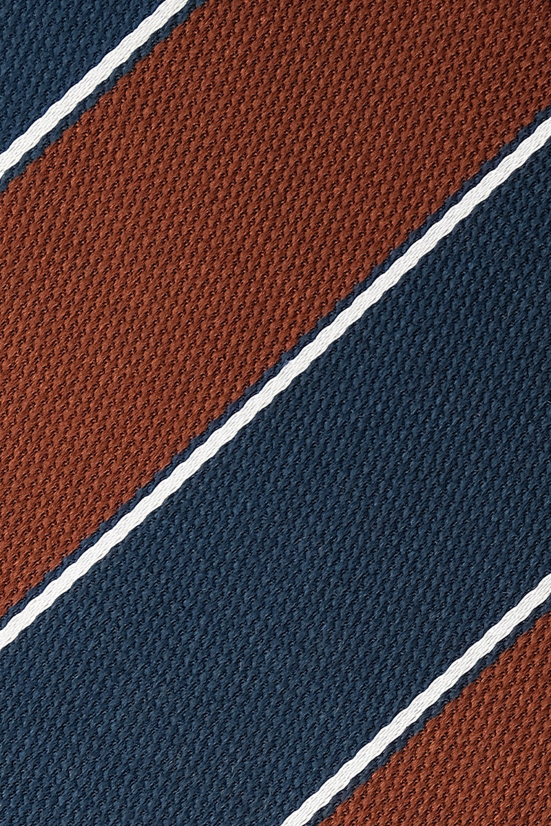 Repp Cloth Repp Silk - Navy / Light Brown Mix– Brunati Como