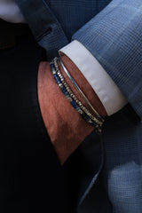 Japanese Lapis Lazuli Disc Sterling Silver Nugget Bracelet styled on model