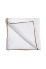 Shoestring Pocket Square Irish Linen - White/Beige Green