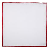 Shoestring Pocket Square Irish Linen - White/Red - Brunati Como®
