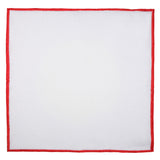 Shoestring Pocket Square Irish Linen - White/Vivid Red