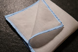 Shoestring Pocket Square Irish Linen - White/Light Blue - Brunati Como®