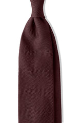 3-Fold Plain Silk Grenadine Tie - Burgundy
