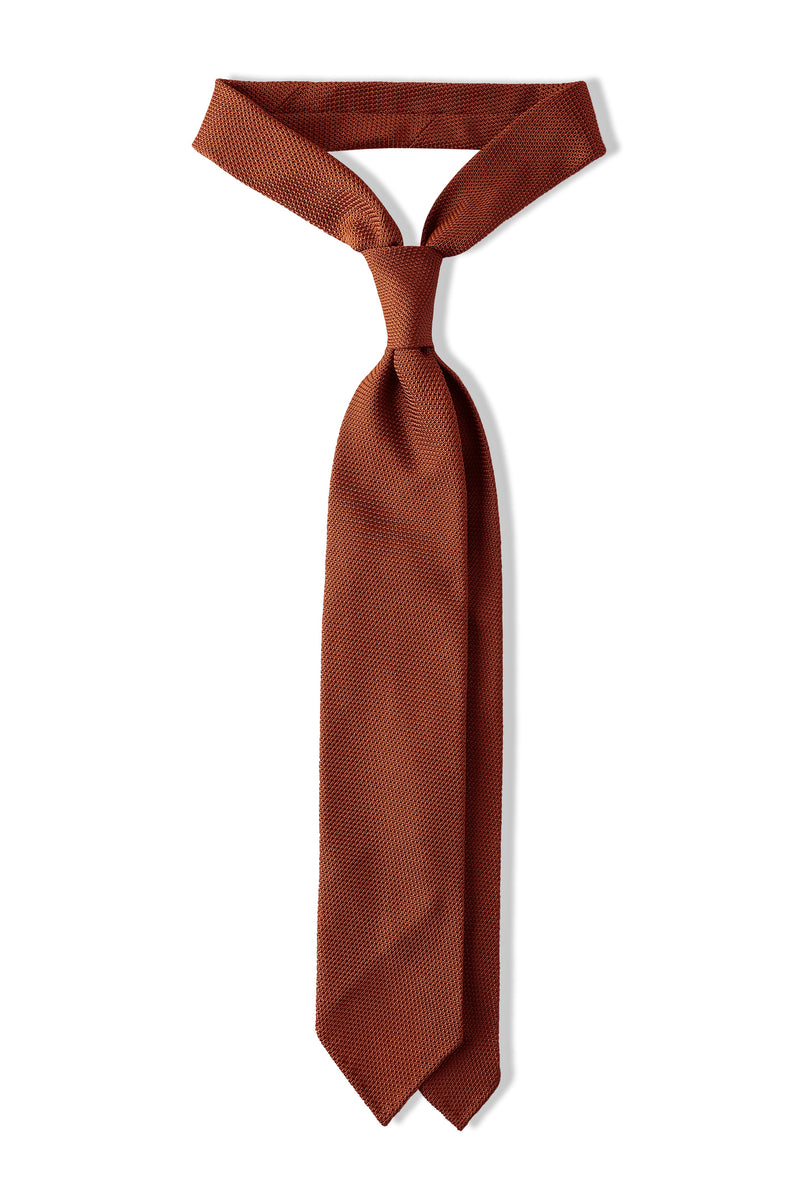 3-Fold Plain Silk Grenadine Tie - Copper