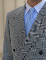 3-Fold Interlocking Chains Printed Silk Tie - Light Blue/White - Brunati Como®