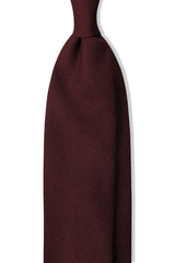 3-Fold Plain Silk Grenadine Tie - Burgundy