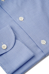 Minimal Check Classic Cutaway Collar Dress Shirt - Light Blue/White - Brunati Como®