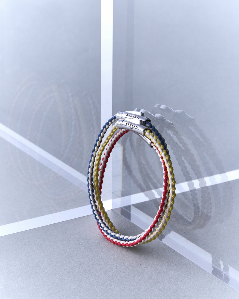 Braided Organic Cotton Silver Bracelet - Yellow / Off White - Brunati Como®