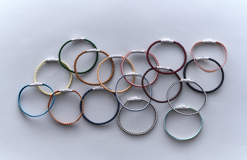 Stitched Fiber Silver Bracelet - Turquoise / Light Beige - Brunati Como®