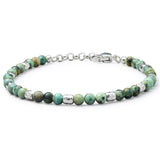 African Turquoise bracelet with 925 sterling silver nuggets and adjustable links