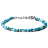 Aqua Terra Jasper bracelet with natural blue-toned stones and 925 sterling silver cube elements