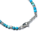 Detail of Aqua Terra Jasper stones arranged in groups of three between sterling silver nuggets