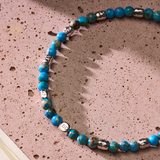 Aqua Terra Jasper Sterling Silver Nugget Bracelet - Elastic styled in a refined Brunati Como setting