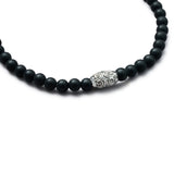 Engraved 925 sterling silver centre element with BC signature on matte Black Onyx bracelet