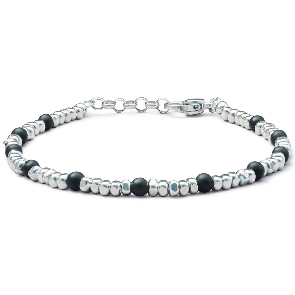 Black Onyx Sterling Silver Pebble Bracelet | Brunati Como®