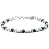 Black Onyx bracelet with polished 925 sterling silver pebbles and adjustable links