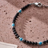 Black Onyx and Turquoise sterling silver bracelet styled in a Brunati Como setting