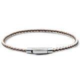 Brown and off-white braided organic cotton bracelet with 925 Italian sterling silver clasp