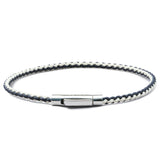 Navy and off-white braided organic cotton bracelet with 925 Italian sterling silver clasp