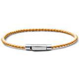 Orange and off-white braided organic cotton bracelet with 925 Italian sterling silver clasp