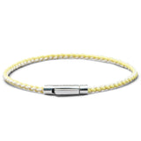Yellow and off-white braided organic cotton bracelet with 925 Italian sterling silver clasp