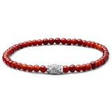 Natural Carnelian elastic bracelet with engraved 925 sterling silver centre element