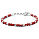 Natural Carnelian bracelet with diamond-cut 925 sterling silver cubes and adjustable links