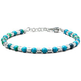 Natural Chrysocolla bracelet with 925 sterling silver nuggets and adjustable links
