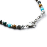 Detail of Earth Tones Natural Stone bracelet with organic 925 sterling silver pebbles