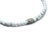 Engraved 925 sterling silver centre element with BC signature on natural Howlite bracelet