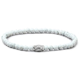 Natural Howlite elastic bracelet with engraved 925 sterling silver centre element