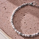 Howlite Sterling Silver Cube Bracelet styled in a Brunati Como mood setting