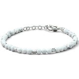 Natural Howlite bracelet with diamond-cut 925 sterling silver cubes and adjustable links