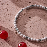 Howlite elastic bracelet with sterling silver nuggets styled in a Brunati Como setting