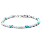 Howlite and Turquoise bracelet with 925 sterling silver accents and adjustable links