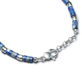 Detail of Japanese Lapis Lazuli stone paste discs with organic 925 sterling silver nuggets