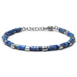 Japanese Lapis Lazuli disc bracelet with 925 sterling silver nuggets and adjustable links